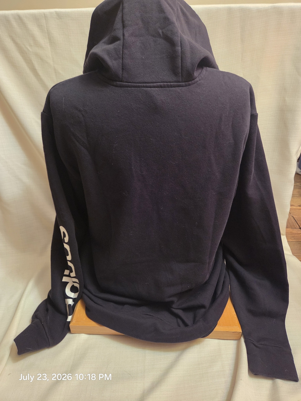 adidas Black Hoodie with White Trim and Logo Tag - Picture 3 of 5
